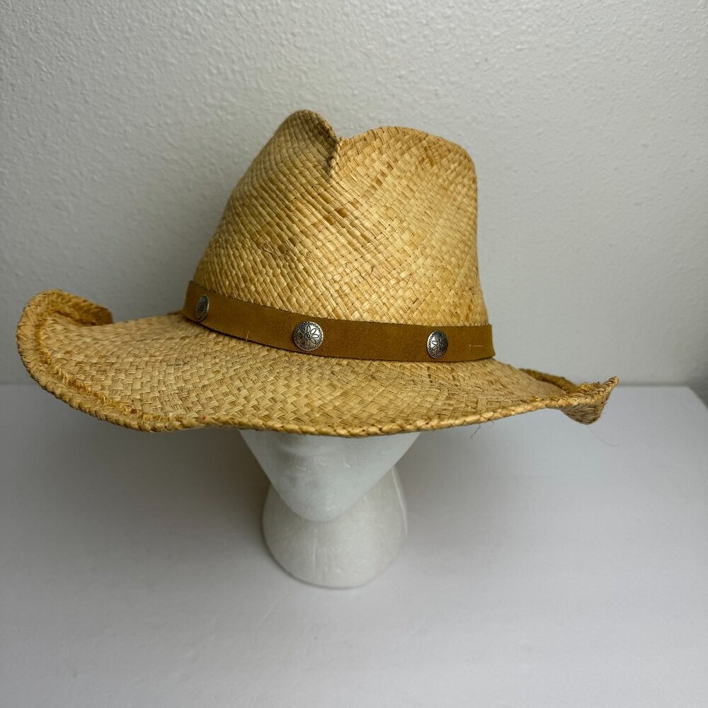 Unisex Cowboy Hat 100% RAFFIA STRAW  Size L/XL  23.5"